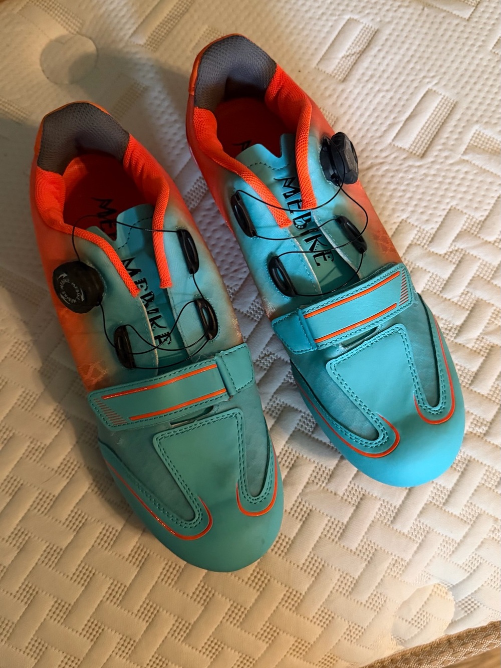 Kids Aqua & Orange Cycling Shoes - Unbranded